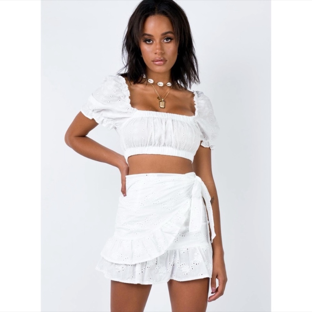 NWT Princess Polly Rafina Mini Eyelet Skirt Set